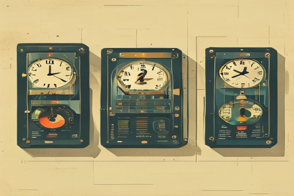 Three parallel countdown clocks over a stateless load balancer, an open vault of model weights, and a git worktree splitting cleanly from a main branch