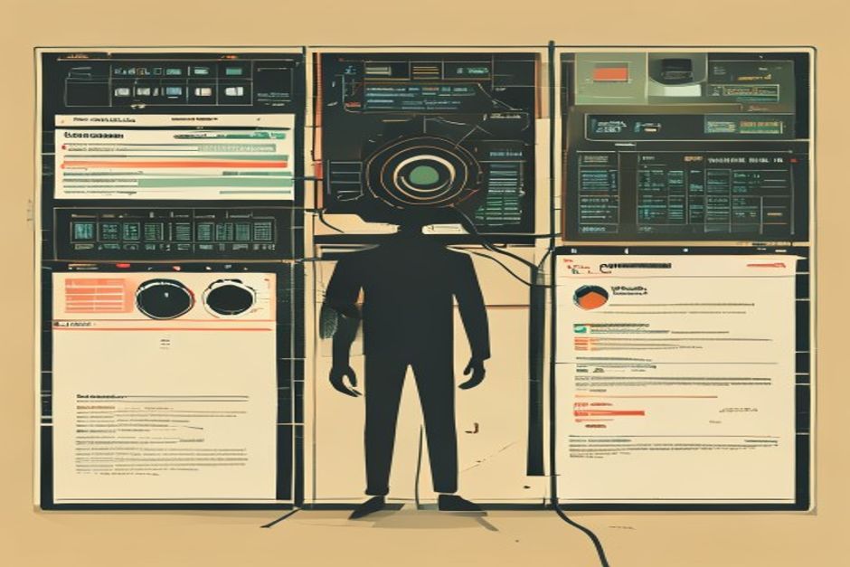 Three control panels wiring into a single agent silhouette — one a security shield closing alerts, one a policy gate stamping actions before they execute, one a compiler turning a pile of documents into a clean structured block