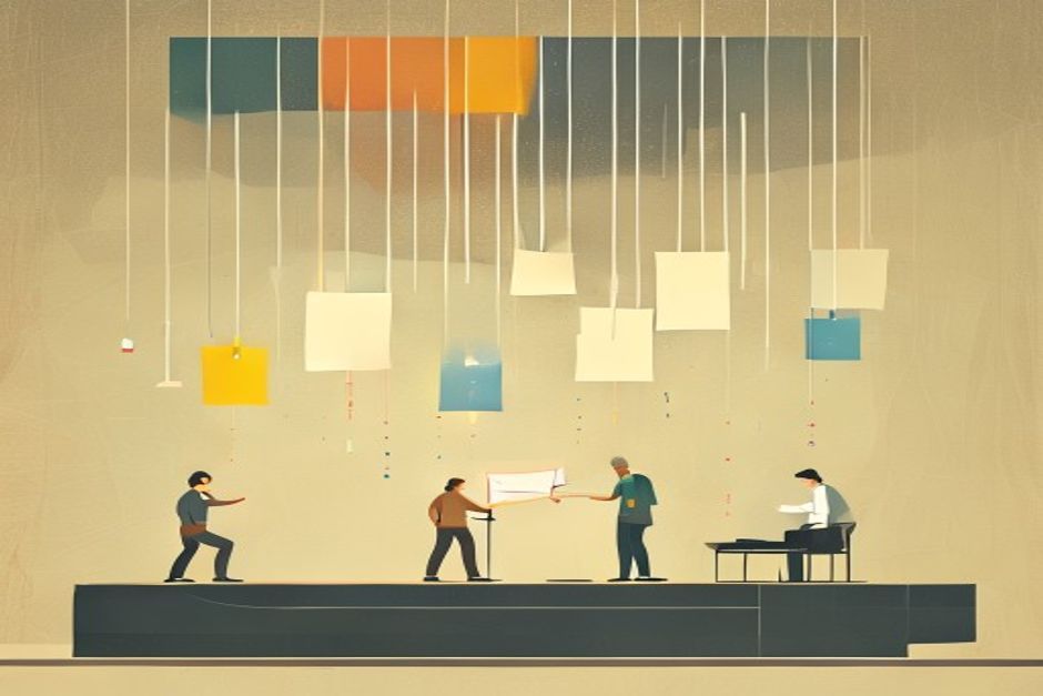 Seven labeled model-release tags raining down onto a single price-floor line that keeps dropping, one small open-weight file glowing brightest, a founder at a control desk picking one lane