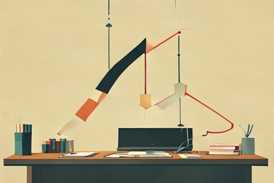 Two descending price curves crossing over a single builder's desk while a stateless MCP connector snaps shut, capital arrows flowing toward the application layer
