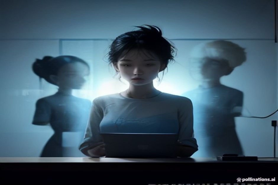 Three stacked horizontal bands over a founder's small desk, each a layer of the 'AI employee' lighting up at once: top band a friendly agent avatar wearing a name badge and a job title, a small clock icon showing it works across many days labeled 'the worker'; middle band a rising IPO ticker and a bell over a green up-line with a giant valuation figure labeled 'the capital'; bottom band a dark rack floor with a custom inference chip glowing and a reserved-capacity padlock labeled 'the machine'; cool charcoal background, green news identity accent, one warm accent on the rising ticker, IBM Plex Mono numerals on the valuation and dollar figures