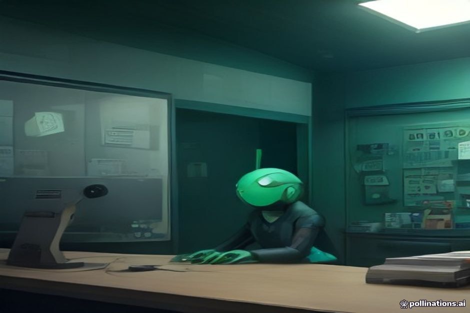 Three panels over a solo founder's desk, each handing over a key: left, a storefront awning with a small green robot hand turning a key in the shop door while the customer-facing window stays shuttered (seller side open, storefront closed); center, a dense swarm of tiny green agent dots fanning across a vast lattice of protein clusters, one dot glowing amber on a repeating DNA-array motif; right, three tall marble pillars drafting a rulebook together, an amber gavel resting on the open page; charcoal background, green news identity, single amber accent per panel, IBM Plex Mono numerals on 949 and 215.6M