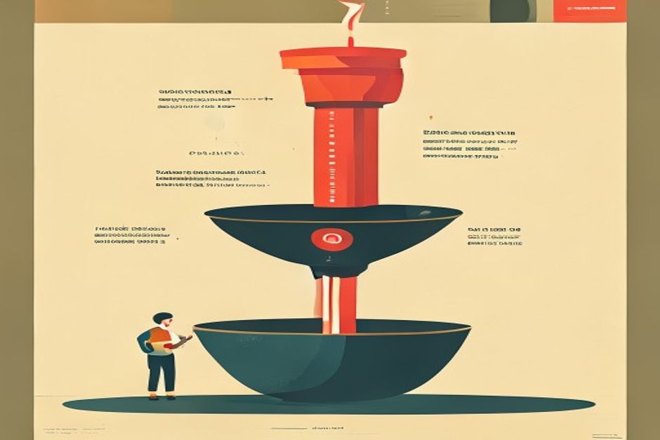 A funding funnel where early-stage seed rounds narrow to a trickle while a few large Series-B pipes labeled with revenue meters pour through, a lone founder reading the new rulebook at the edge