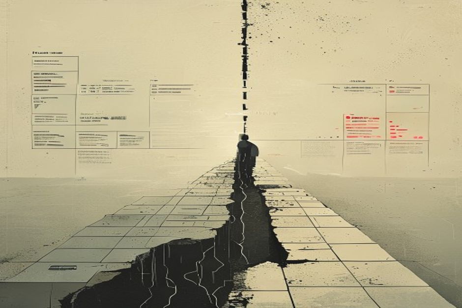 A single long horizontal agent loop drawn as a track, cleaved down the middle into two labeled halves — one side a context window filling with grey stale tiles until it clouds over, the other side a bright checkpoint marker on solid ground surviving a jagged crack in the floor; two failures, one loop, two different cures