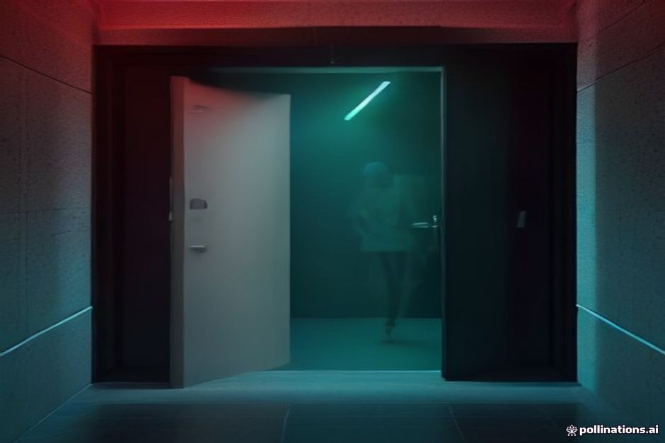 An appsec-and-ML figure on the left stepping through a doorway labeled 'agent security' into a grid of glowing role tiles — engineer, red teamer, researcher, IAM, governance; cool charcoal background, green news-identity accent, IBM Plex Mono on the salary figures