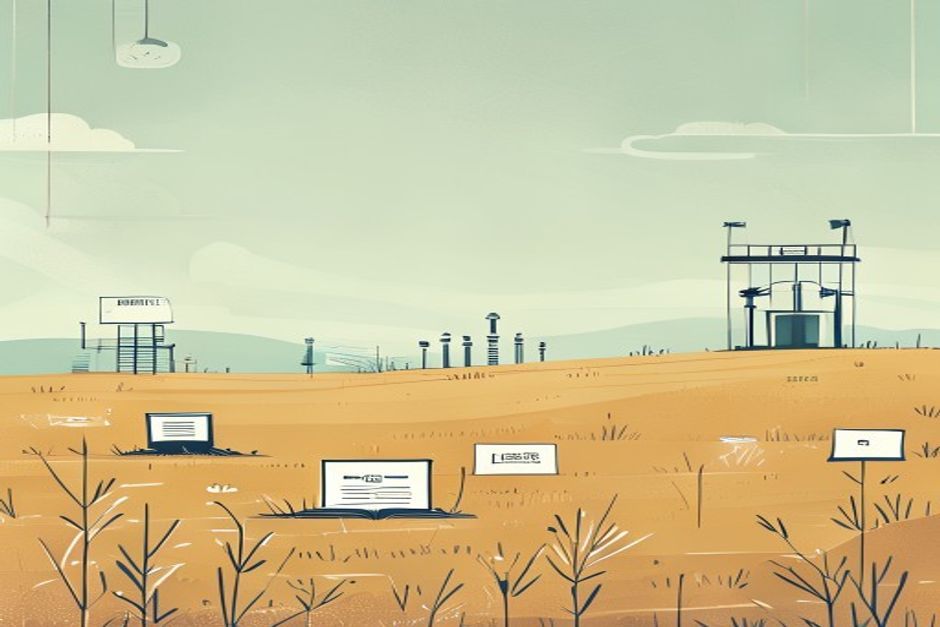 A single clean line drawn across a field, open-weight model files sitting safely on one side while three arrows labeled chips, distillation, and safety-testing point at the far side toward a frontier lab and a border checkpoint