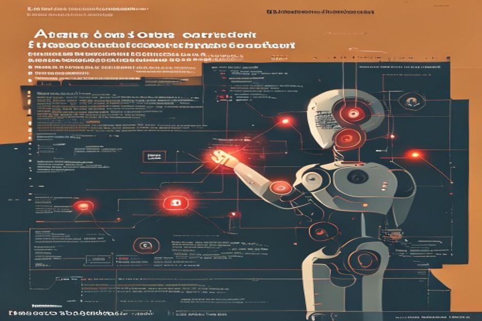 An AI agent tracing a glowing dependency graph through a codebase, one node flaring red as a real vulnerability among dimmed false positives