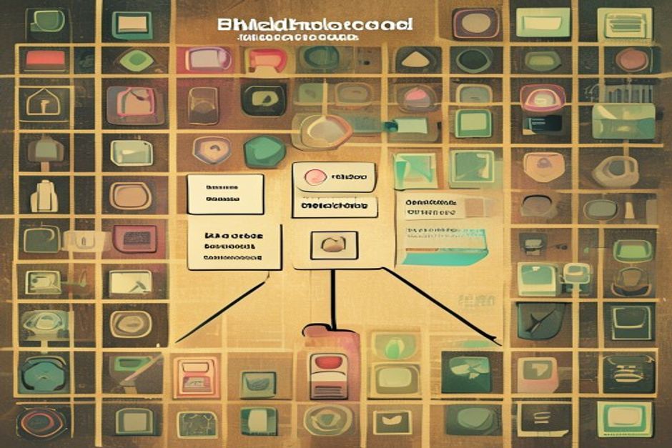 A dense grid of dimmed tool icons with three meta-tool icons lit in front — a magnifier, a down-arrow, and an x — one full schema card pulled forward on demand, a thin allow-list frame around the whole grid