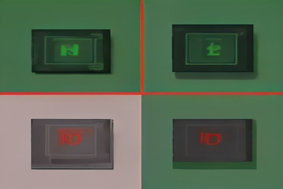A stark comparison grid of GPU dies laid out like price tags, one card outlined in green as the value pick and the priciest one crossed out with a red slash; a small VRAM meter filling to the 16GB mark; charcoal background, green identity, one red warning accent