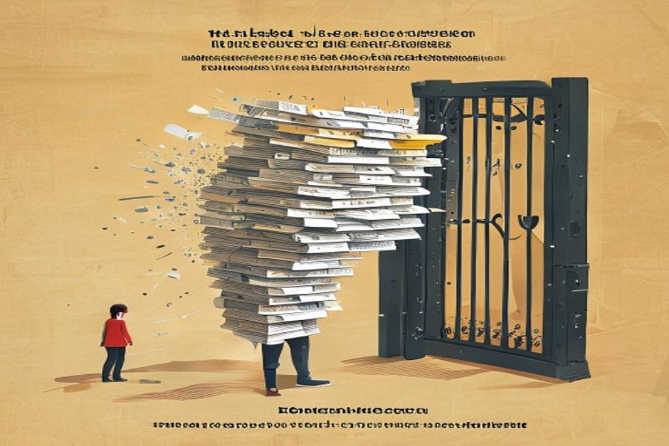 A persona-shaped memory made of stacked labeled cards dissolving into blank fragments as it is pulled toward a locked platform gate, no export door in the wall
