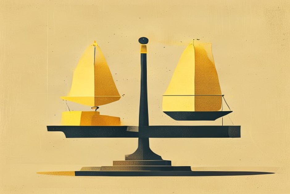 Two price tags on a balance scale, the heavier gold tag barely outweighing the lighter one by a single notch, the cheaper pan sitting almost level
