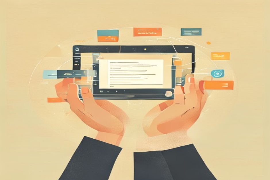 A founder's hands demonstrating a task once on a lit screen while a soft recording halo captures the motion and folds it into a small reusable token that runs on its own