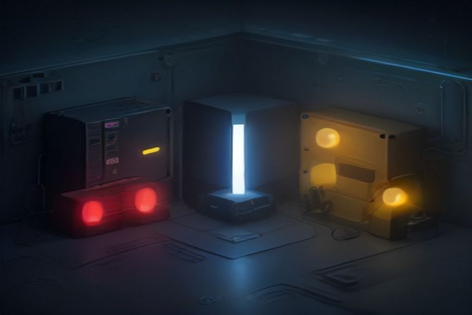 Three routes to the same glowing memory core — a sealed managed vault with one API port, an open workbench with hand-wired parts, and a modular rented cartridge — laid out left to right on cold dark ground