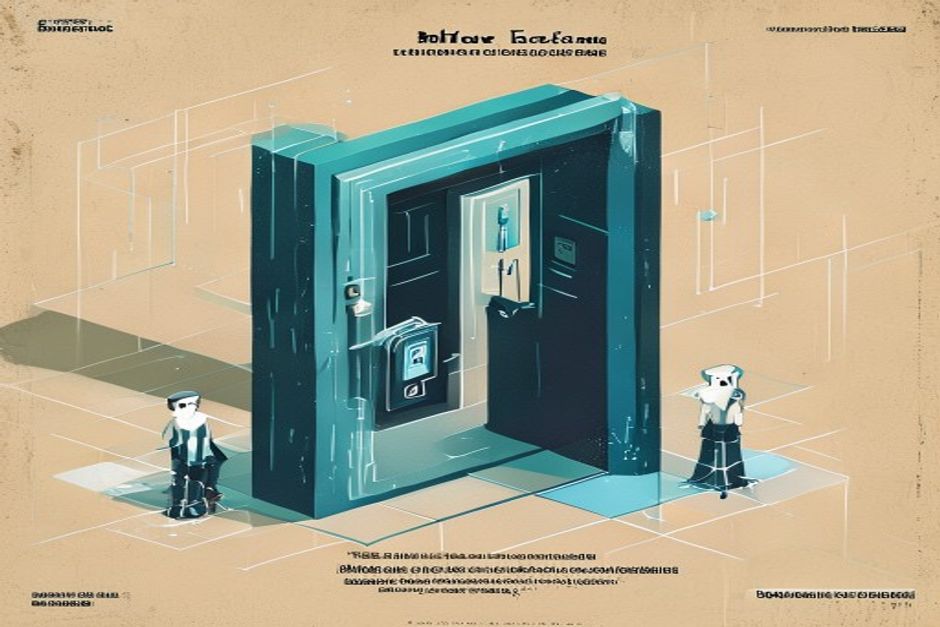 A single governed gateway between a data-warehouse block and a small cluster of agent nodes, one guarded doorway with a key-shaped token passing through, cool slate and Snowflake-blue, technical-schematic feel