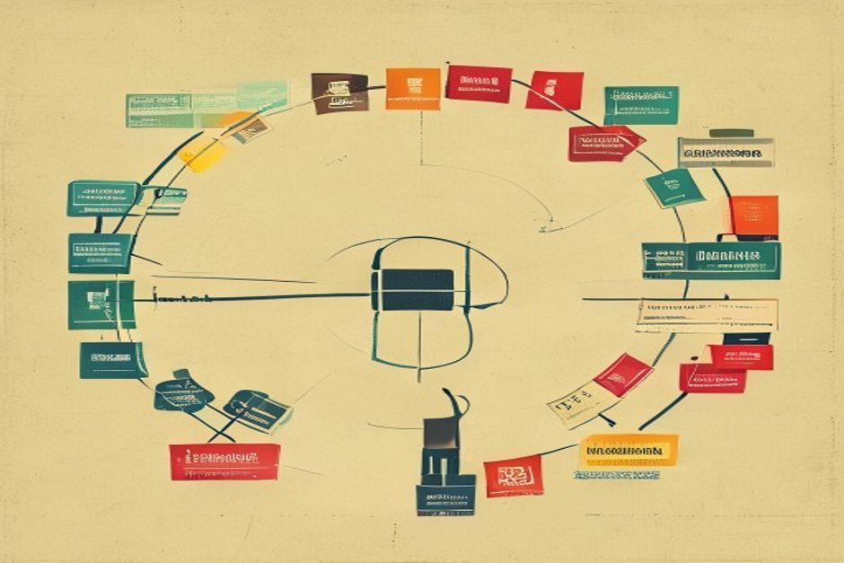 A split diagram — on one side a ring of labeled role-agents passing a baton, on the other a bus of typed event packets routing between numbered steps
