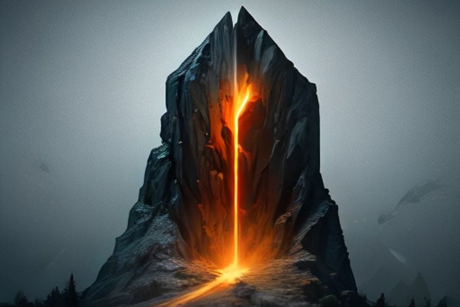 A long descending price line that has hit a hard floor and cracked upward at the end, one jagged fracture glowing amber against a field of falling cheaper lines, cold dark ground