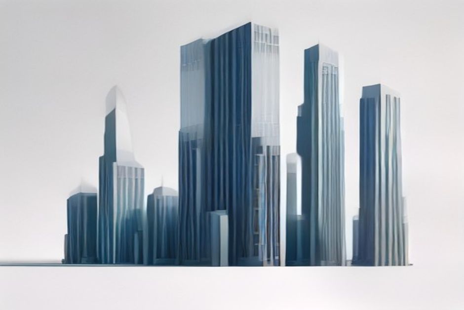 A single towering benchmark bar spiking far above a flat row of modest bars, the tall one rendered translucent and unverified against a cold measurement grid