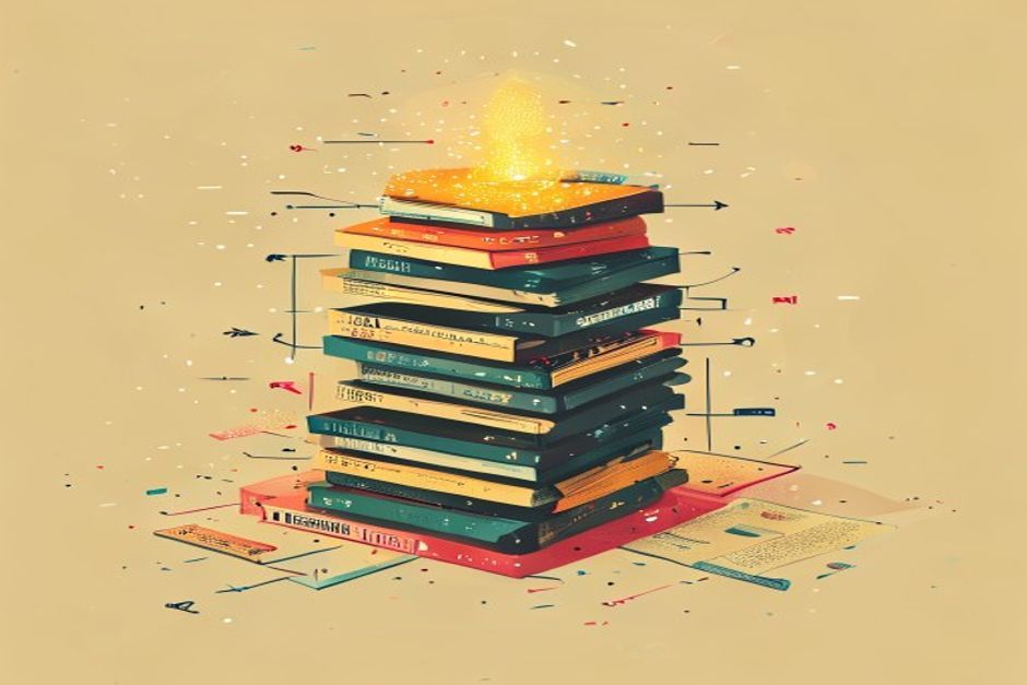 A stack of software seat-license cards dissolving into a single glowing outcome node, arrows of spend rerouting around the empty seats