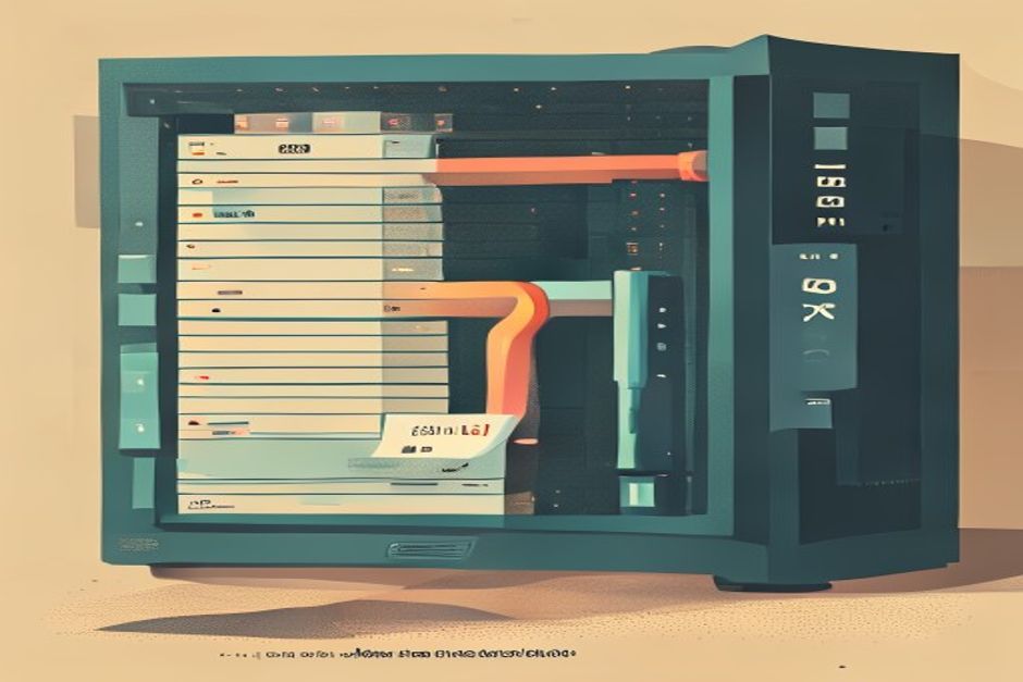 A locked server sandbox with a single glowing pipe labeled package mirror leaking out to the open internet