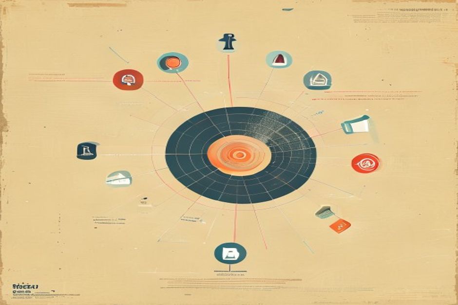 Several small distinct tool-shaped icons being pulled into the orbit of one large gravitational disc, funnel of point solutions consolidating into a platform