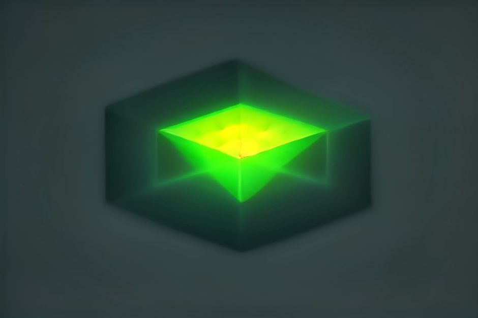 A confusion matrix rendered as a grid of dark cells, one diagonal glowing green for correct picks and two off-diagonal cells glowing hot amber where two tool labels are being confused for each other