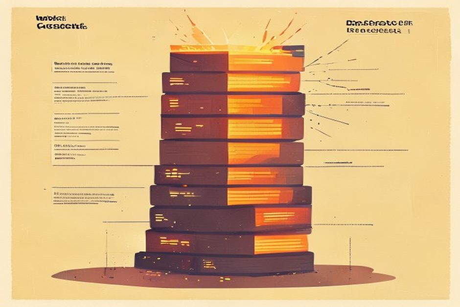 A tall stacked block of repeated tool-schema rows glowing warm to show it is held in cache, an identical block queued behind it aligned edge-to-edge; a single misaligned row at the top of one block shattering the warm glow into cold full-price gray