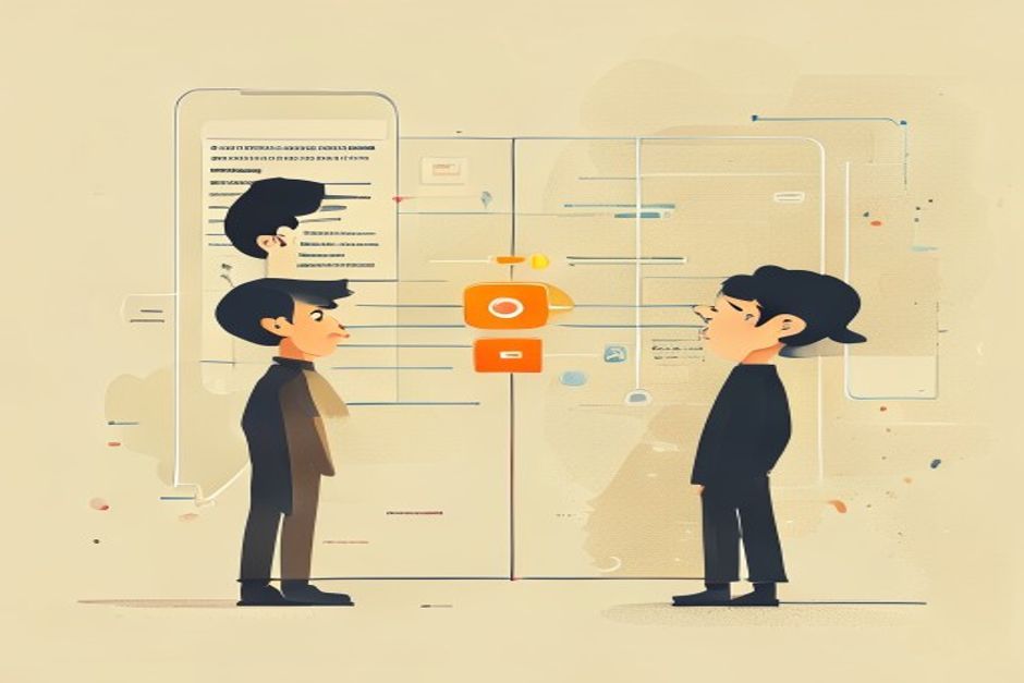 A chat thread on the left piping a message into an agent loop on the right, with a single amber approve/deny button pair glowing at the gate before the final send