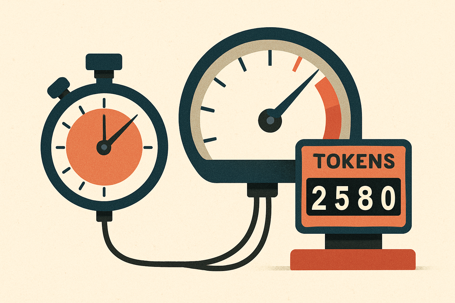 A stopwatch and a token counter wired to the same meter