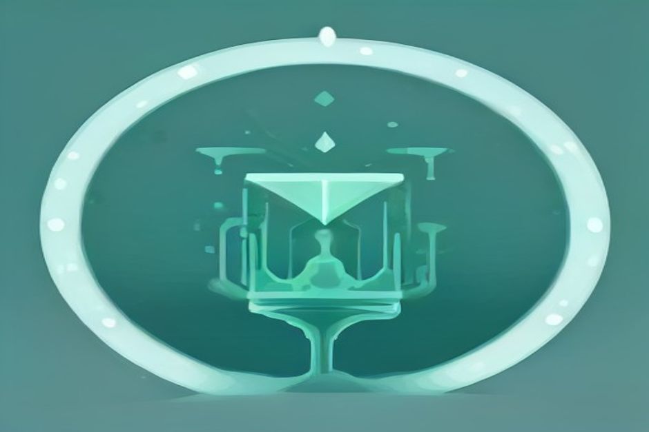 A single instruction stream forking off a bright main thread into a detached parallel worker running quietly in the dark, its result returning as a small glowing packet, cold steel and mint green