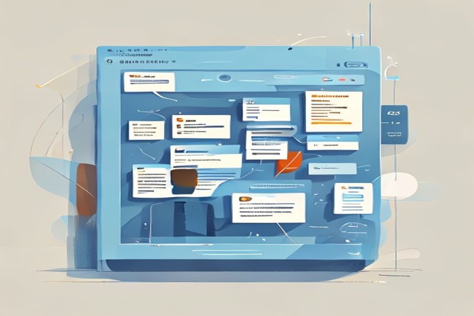 A chat transcript with a small live interactive panel growing out of one message like a window opening inside a conversation, sandboxed by a thin glowing frame, cool blue and slate palette