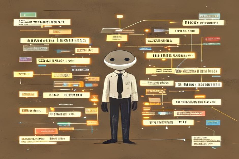 An agent's hidden work made visible as a live ticker of glowing status beacons lighting up one after another along a channel, each one naming a task as it happens