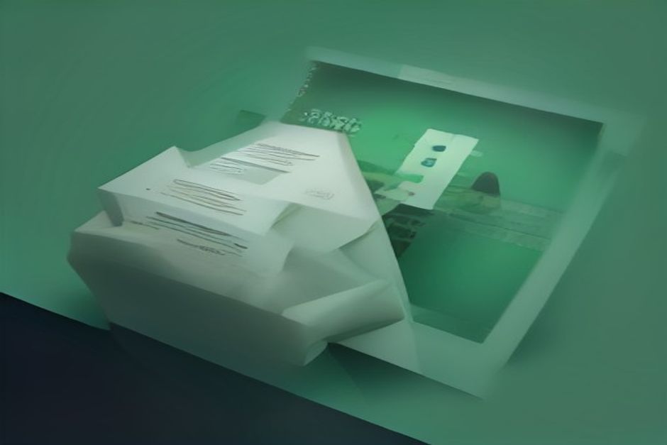A code editor with a chat panel docked to the right, a green diff hunk sliding from panel into the file; dark background, green identity