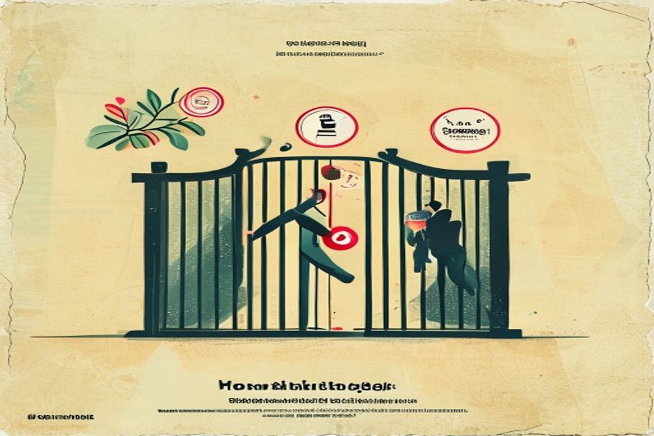 A single tool-call token halted at a gate bar, a human hand hovering over approve/deny; behind the bar a branch splits into a green resume path and a red halt path, a faint checkpoint disk holding the paused state