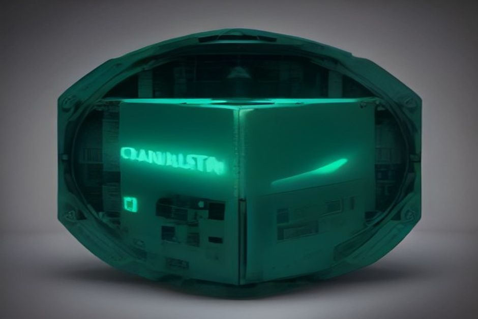 A single permissive open-weight model block glowing mint, a broken restrictive-license padlock falling away, one dense eight-GPU node beside a much larger thirty-two-GPU cluster for contrast, cool steel with a warm Korean-flag accent