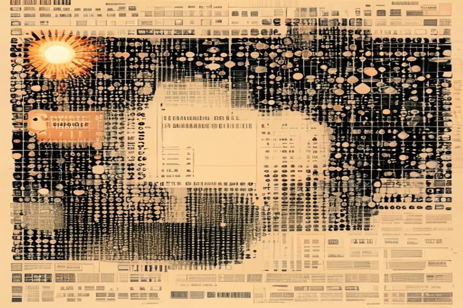 A dense grid of 896 expert nodes with only 16 lit and firing, beside a fixed-size state buffer holding steady while a KV cache column grows off the frame