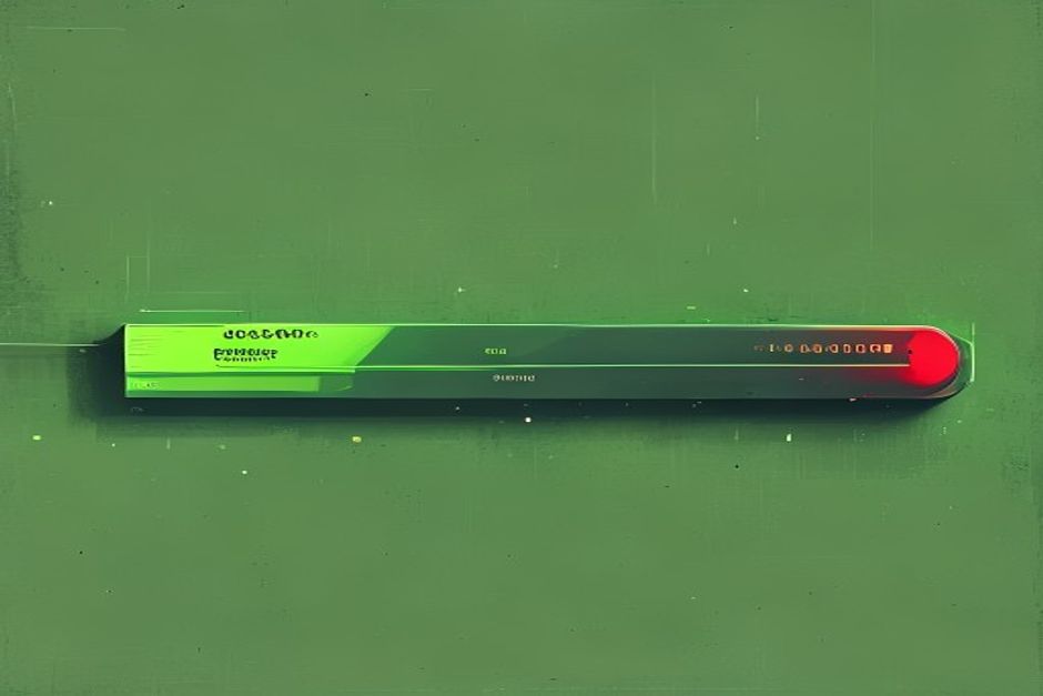 A long horizontal prompt bar mostly glowing green as cached, with a single red changed token near the middle turning everything to its right cold and grey, a cost meter reading 10x below