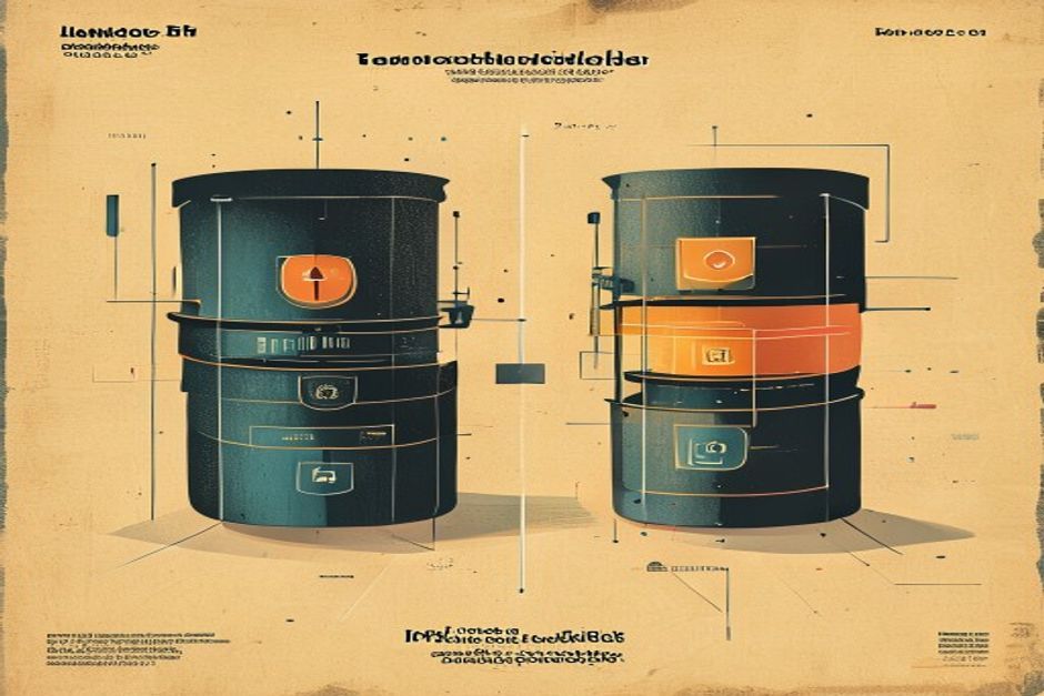 Two data architectures side by side — one an open file resting in a bucket the owner holds, the other a sealed vault reachable only through a single narrow API port