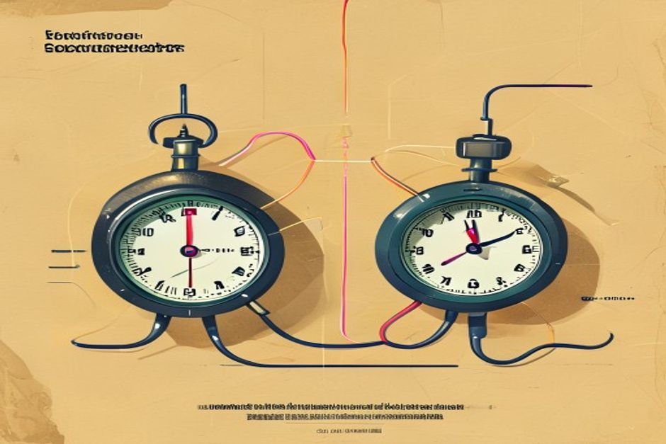Two stopwatches wired to one agent node — one counting straight down, the other snapping back to full each time a signal pulses through