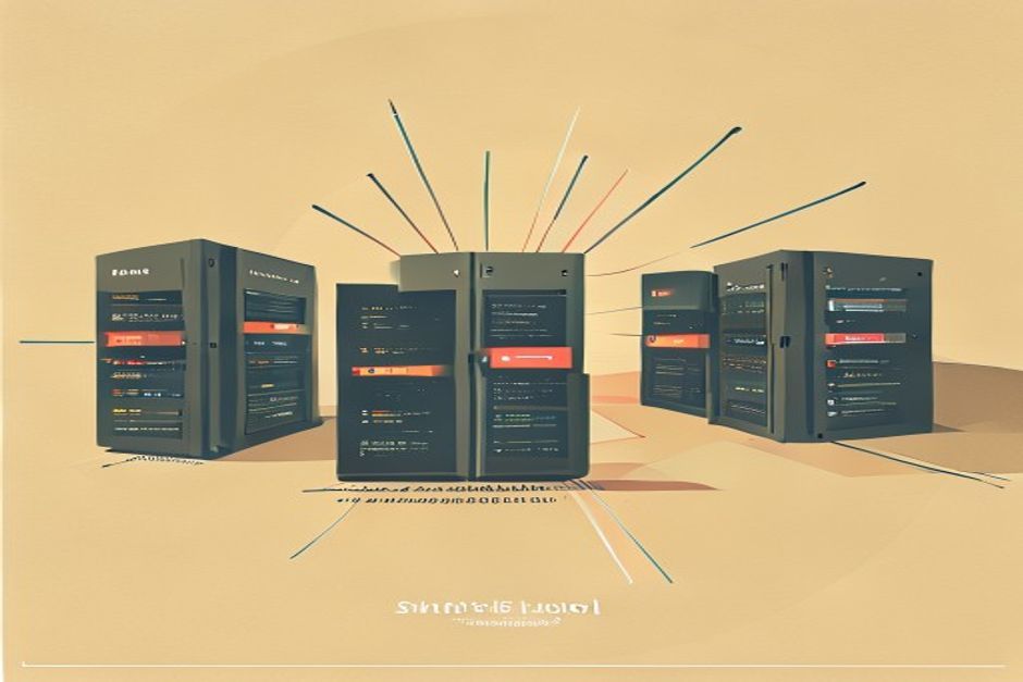 Identical request packets fanning out evenly across three interchangeable server nodes behind a round-robin splitter, one node greyed out mid-flight while traffic keeps flowing to the other two