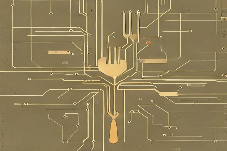 A fork in a wiring diagram — one path routes an identity token straight into a single server, the other through a shared proxy fanning out to many servers, cool steel field