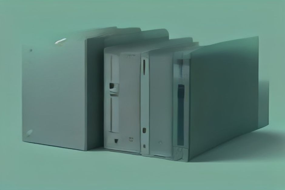 Three memory stores side by side — one a flat vector shelf, one a bi-temporal graph with edges brightening and fading, one a closed server box with a lock; cool slate with a single mint-green accent