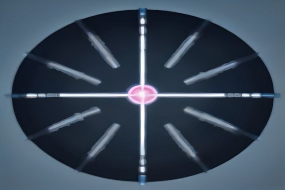 A single human key icon at the center, its glowing threads being cut and replaced by many small distinct agent-shaped identity tokens each on its own short leash to a different labeled service node