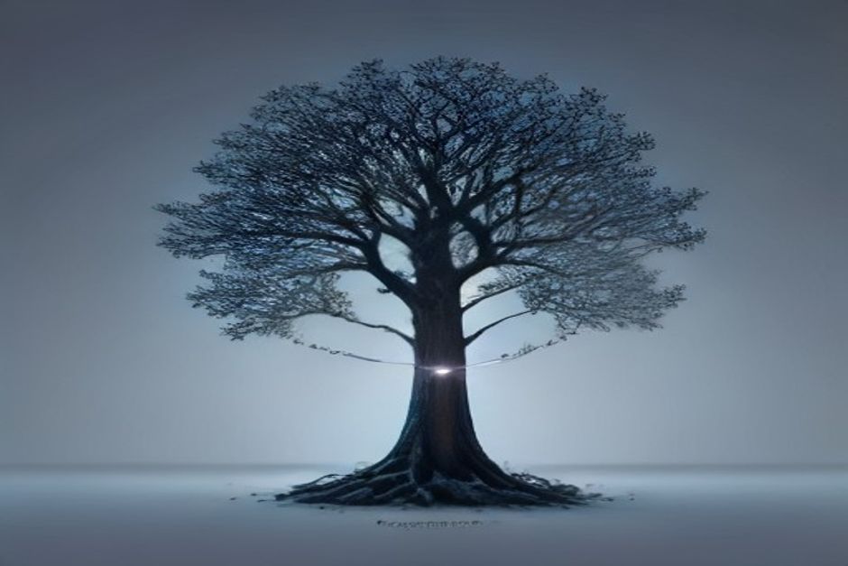 An open-source padlock rendered as glowing wireframe code, a scan-line sweeping across a directory tree and confirming a single flagged node before three fixes branch out, cold slate with one alert-amber accent on the confirmed finding