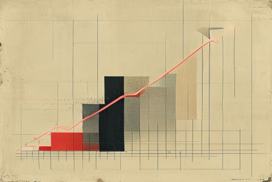 A price tag that stays flat on a rising capability curve, a downward-crossed premium bracket behind it, cold monochrome grid