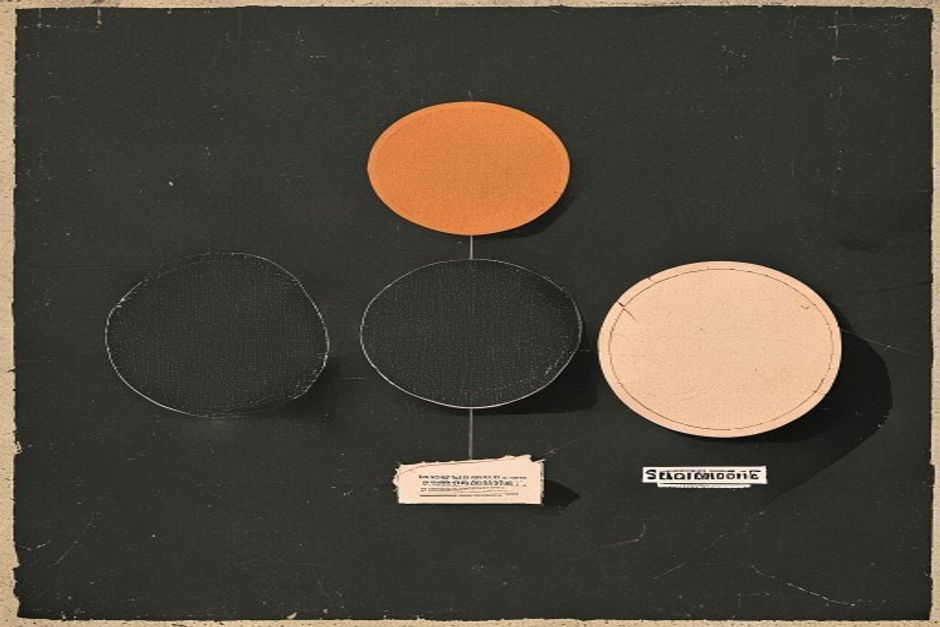 Three labeled signature seals of different sizes on dark paper — one medium and balanced, one large and heavy, one tiny and sharp — a fourth seal cracked and struck through