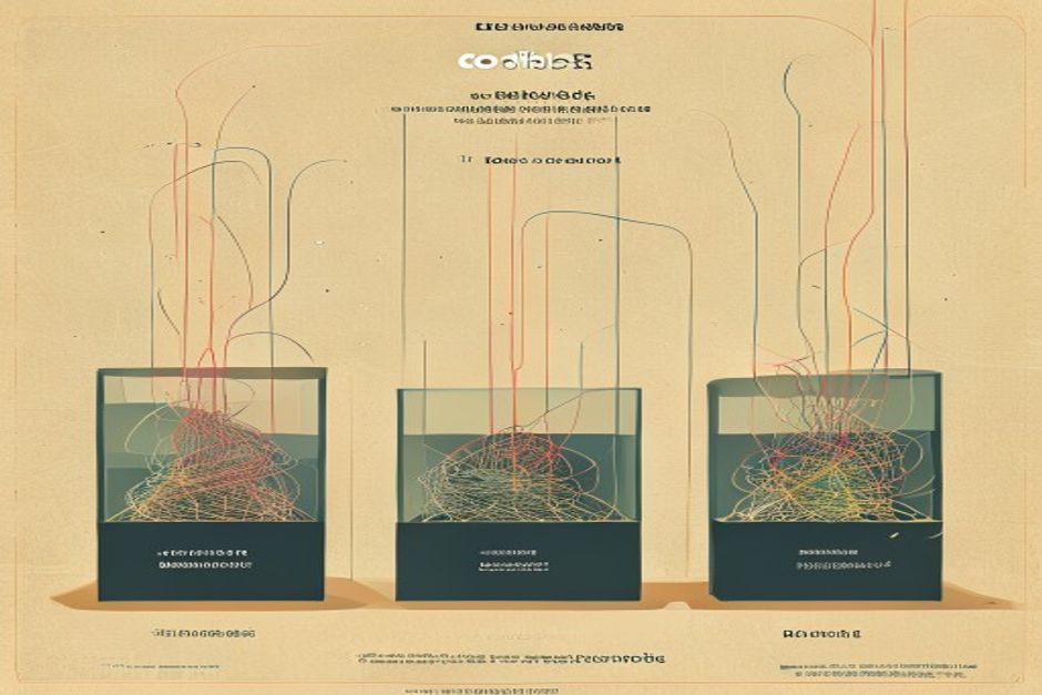 Three sealed sandbox boxes side by side, each holding a tangle of tool-call threads looping inside it, and from each box a single thin distilled line escaping to one model node above — the raw data pooling unseen inside the walls