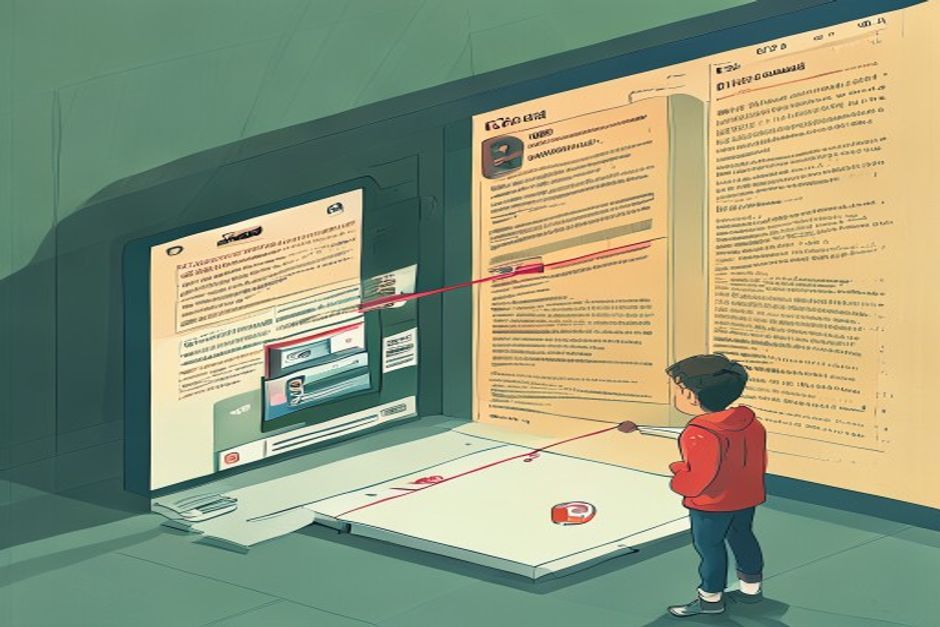 A clean-looking web page in the foreground and, revealed behind it under a raking light, a second hidden layer of coded instructions pointing an arrow at a crypto wallet — the visible surface innocent, the trusted layer weaponized