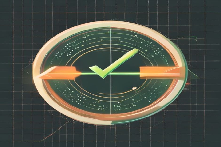 Two identical server instances behind a round-robin arrow, a green check crossing between them, over a dark grid