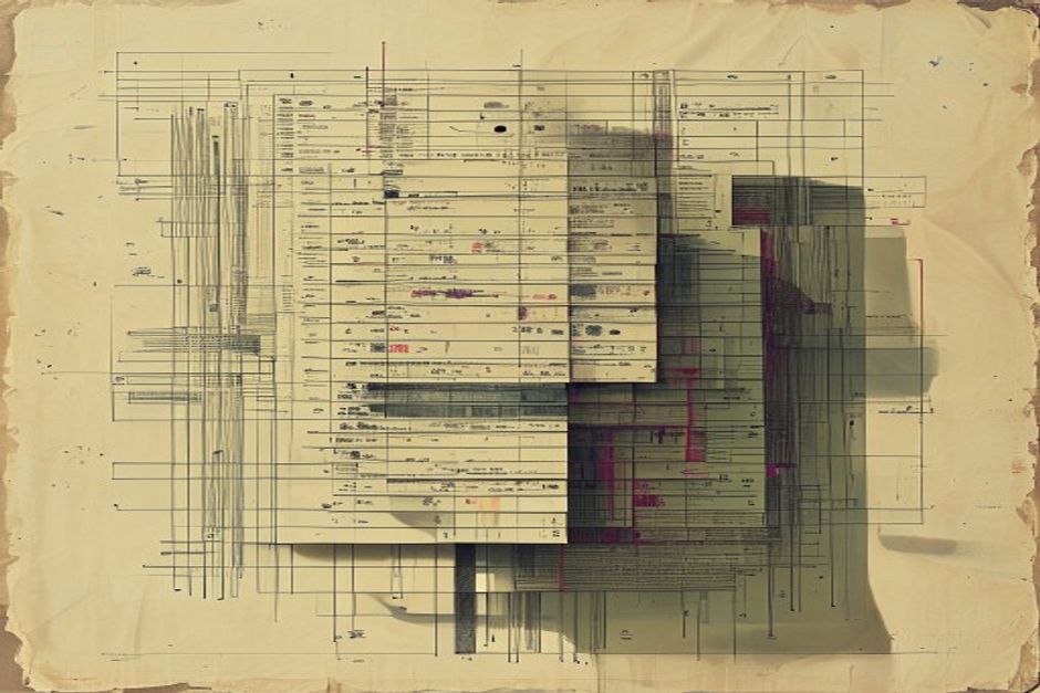 One messy scanned page with skewed multi-column text and a nested table, fanning out into four parallel processing lanes — two lanes drawn as an eye reading the page, two drawn as a grid of detection boxes snapping to structure