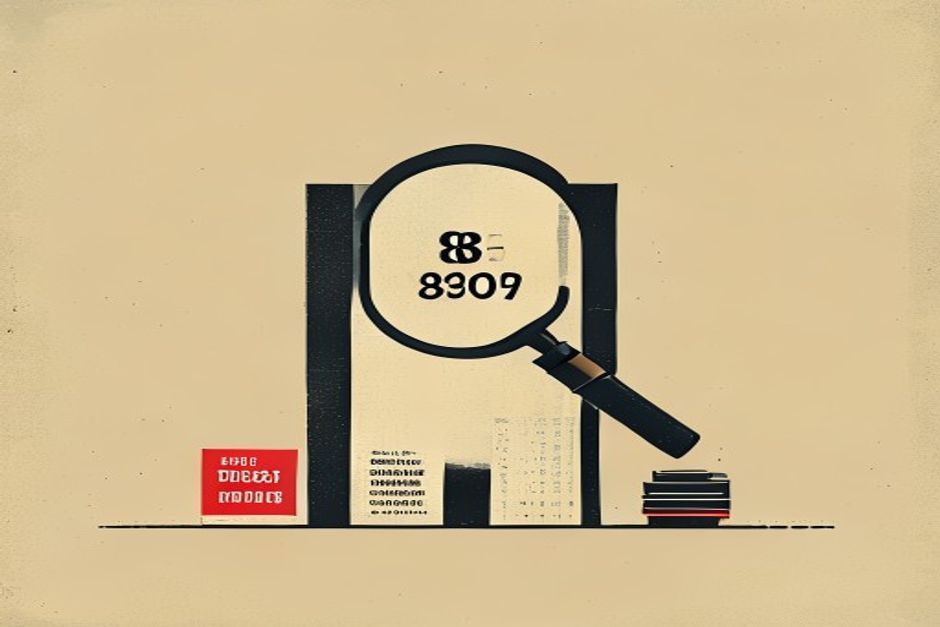 A single tall bar labelled 86.9 towering over a short bar labelled 20, a magnifying glass held over the gap between them, monochrome with one red accent